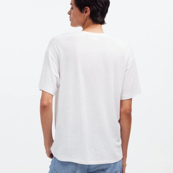 Madewell Linen-Blend Crewneck Oversized Tee Size Small - Picture 2 of 11